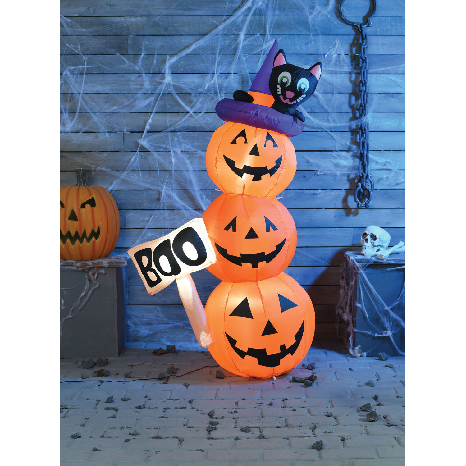 Halloween Inflatable Pumpkin Stack - Orange Image 2