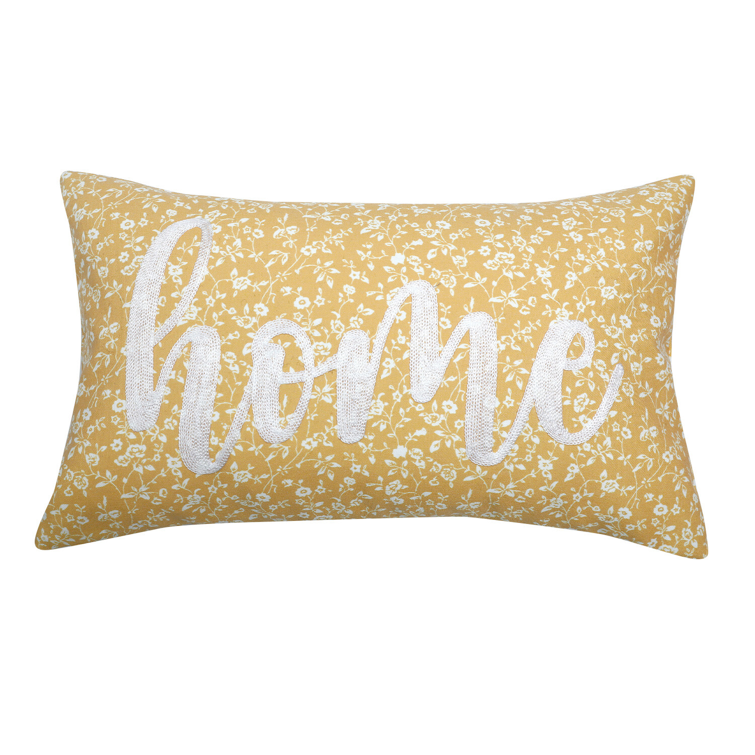 Home Embroidered Cushion - Yellow Image 1