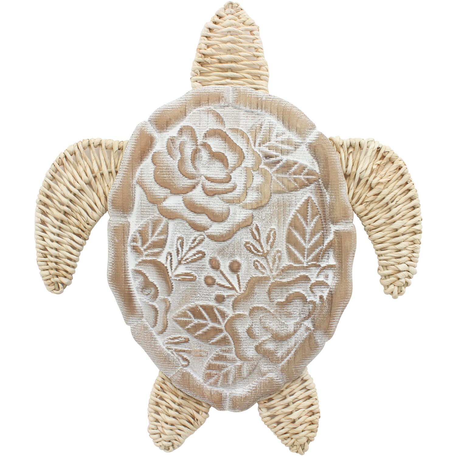 Tilly the Turtle Carved Wooden Art - Natural Image 1