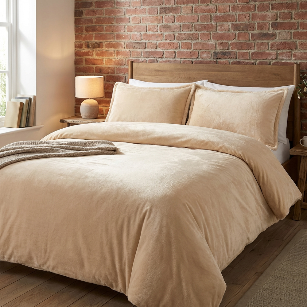 Selena Velvet Duvet Set Natural Superking Image 8