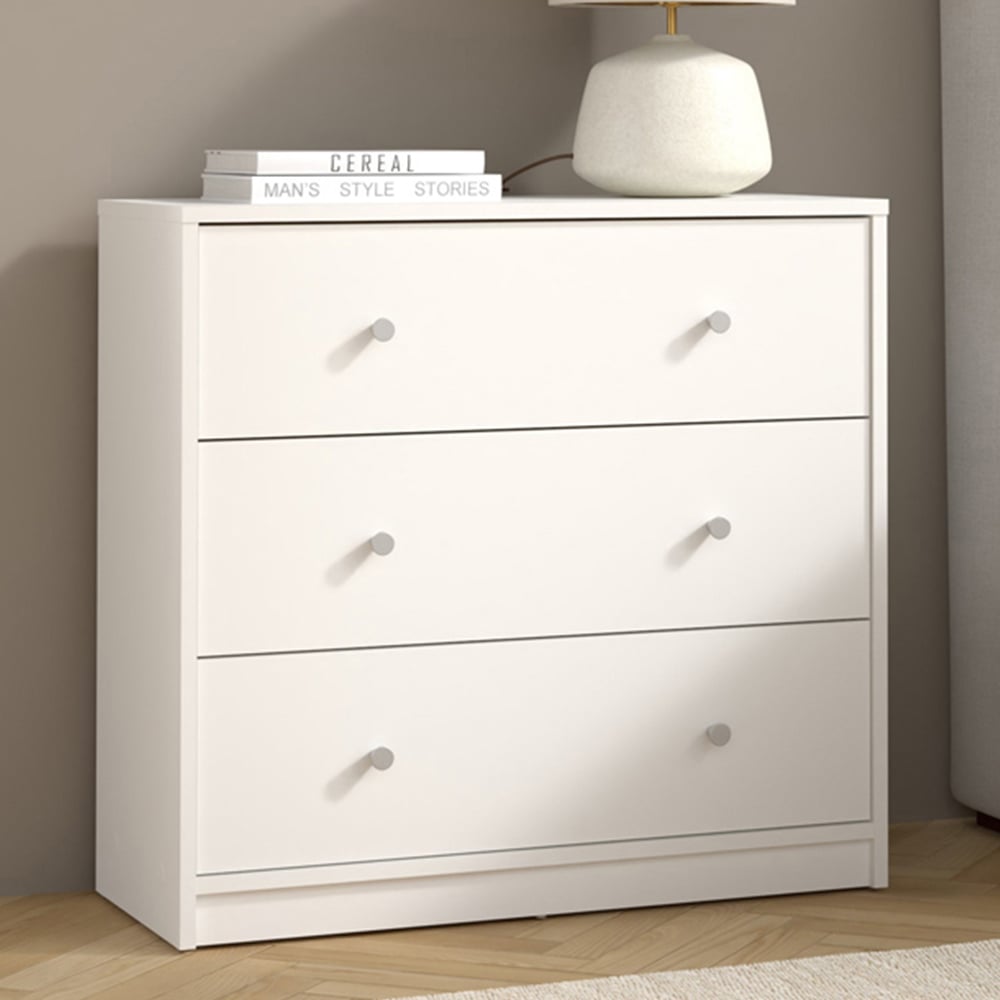 Furniture To Go May 3 Drawer White Chest of Drawers Image 7