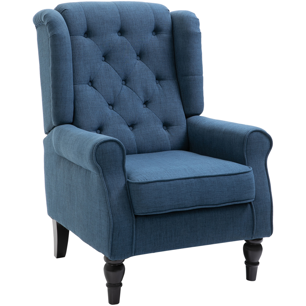 Portland Blue Retro Upholstered Wingback Armchair Image 2