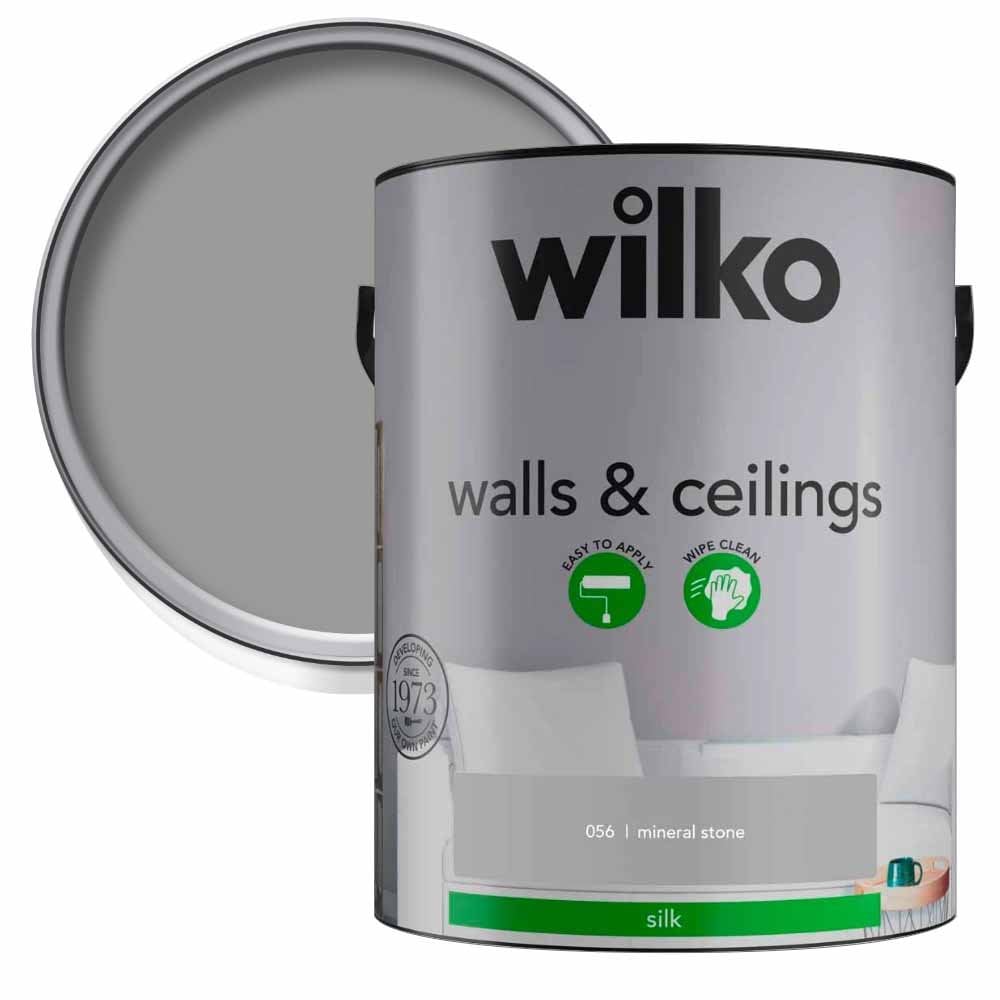 Wilko Walls & Ceilings Mineral Stone Silk Emulsion Paint 5L Image 1