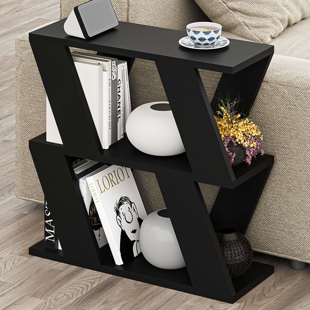 Decortie Lazena 2 Shelf Bute Black Modern Side End Table Image 1