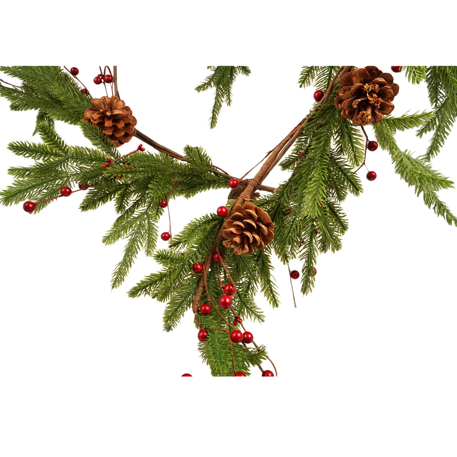 Red Berries and Pinecone Garland - Green Image 5