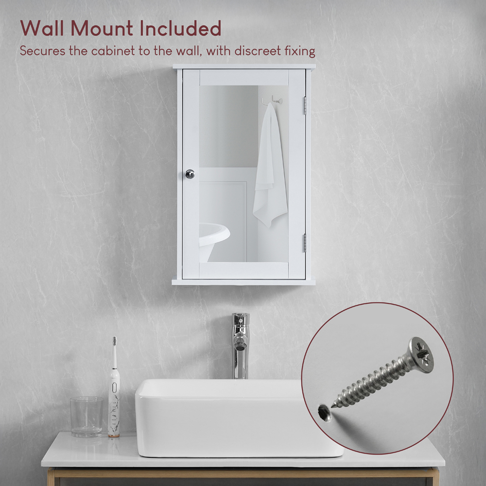 BATH VIDA Priano White Single Door Mirror Bathroom Cabinet Image 8
