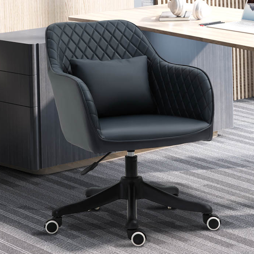 Portland Blue PU Leather Swivel Office Chair Image 1