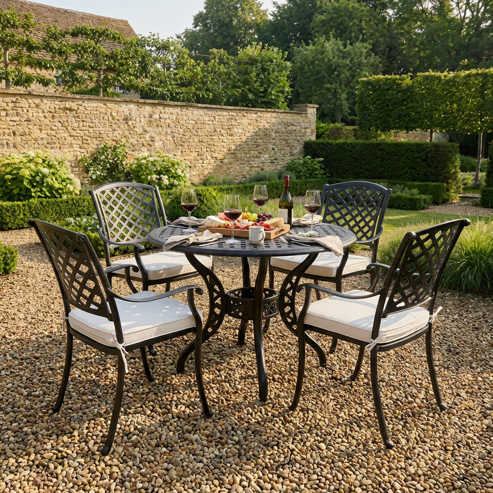 Vera 4 Seater Cast Aluminium Dining Set Image 7