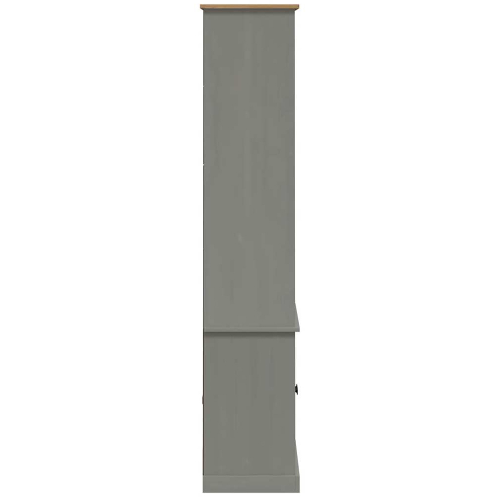 vidaXL Vigo 2 Door 4 Shelf Grey Solid Pine Wood Bookcase Image 6