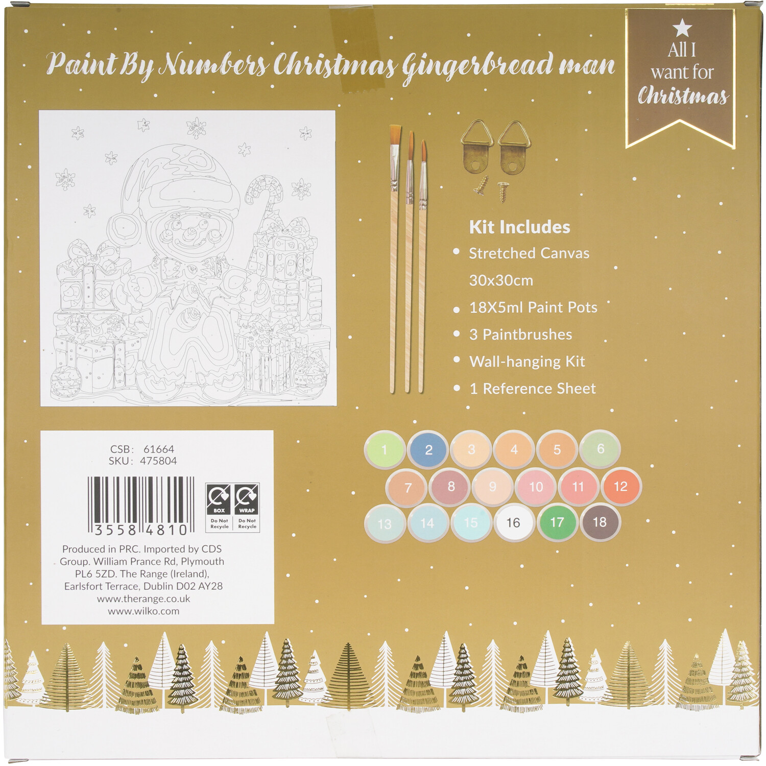 Paint By Numbers Christmas Gingerbread Man Canvas KitBrown Image 2
