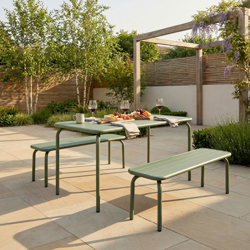 Eton Aluminium Bench Set Green Image 3