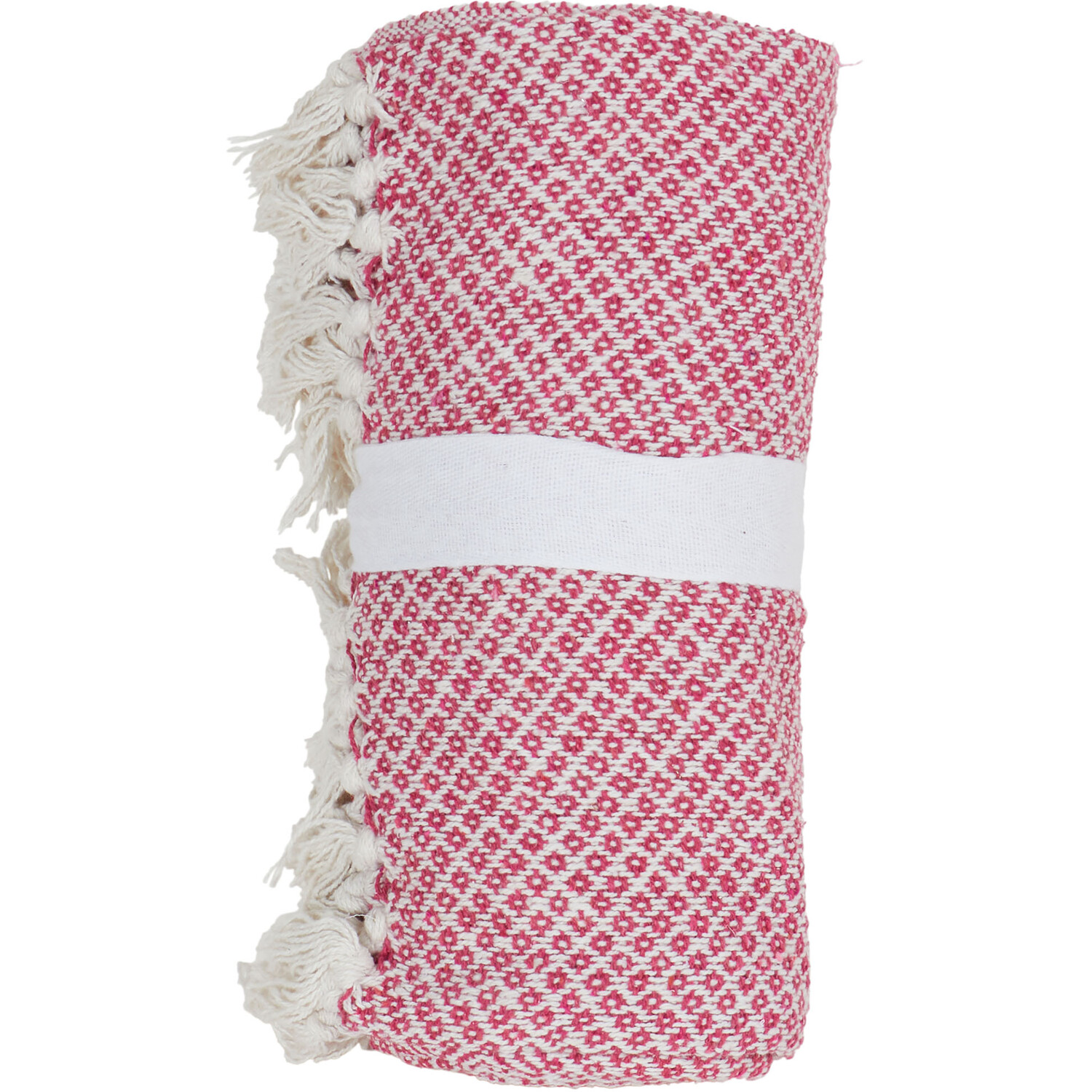 My Home Geo Diamond Cotton Throw - Pink Image 1