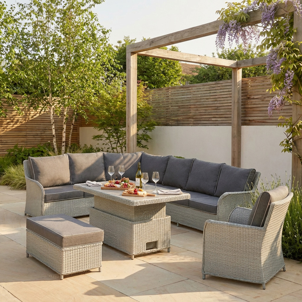 Antonia 9 Seater Grey Garden Corner Lounge Set Image 2