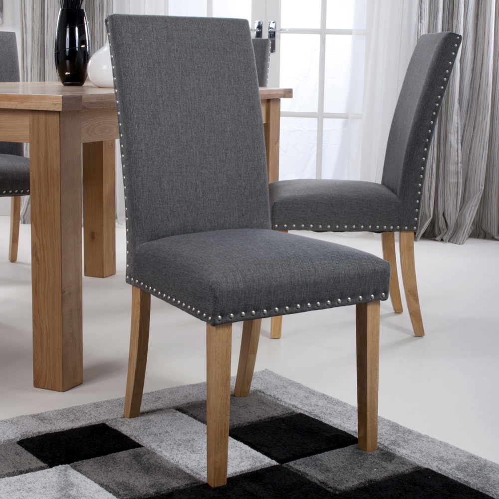 Randall Set of 2 Grey Linen Effect Dining Chair Image 1
