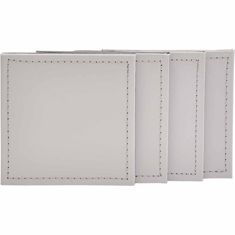 Wilko Faux Grey Leather Coaster 4pk Wilko