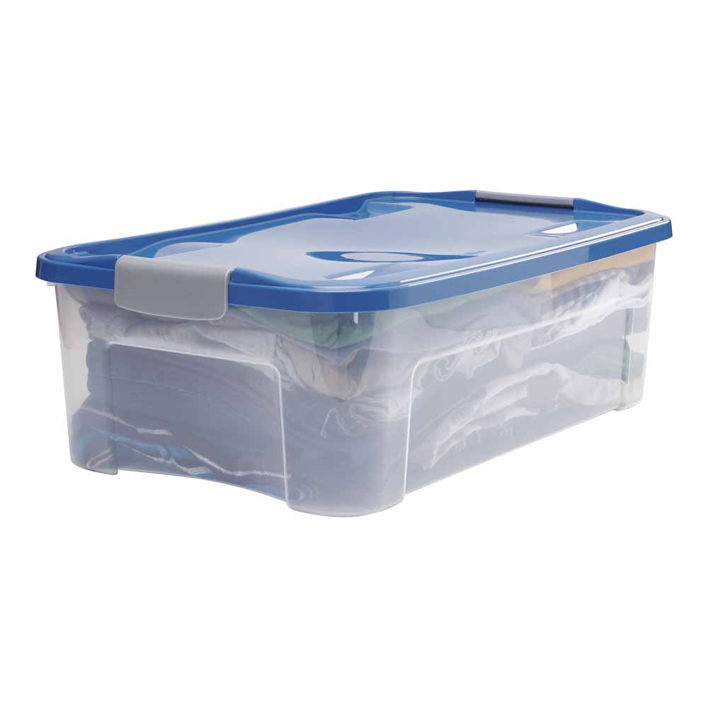 Wilko 32L Storage Box Blue Wilko