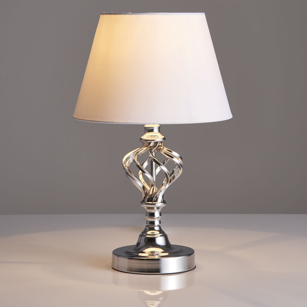 Wilko Chrome Effect Swirl Table Lamp Image 2
