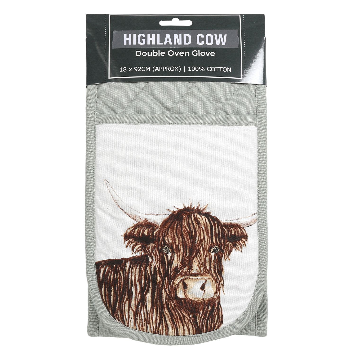 Grey Highland Cow Double Oven Glove Image