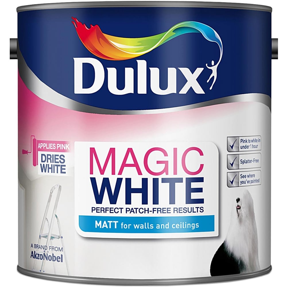 Dulux Magic White Silk Emulsion Paint 2.5L Image 2