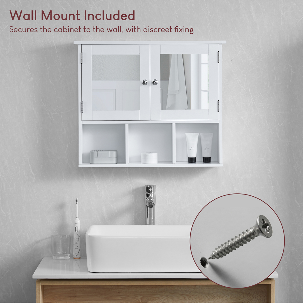 BATH VIDA Priano White 2 Door Mirror Bathroom Cabinet Image 7