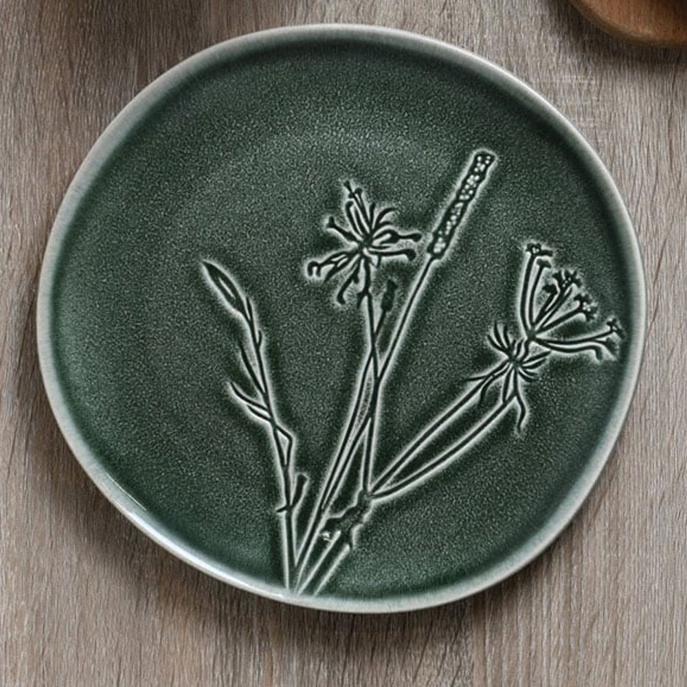 12 Piece Sage Embossed Decal Dinner Set - Green Image 4
