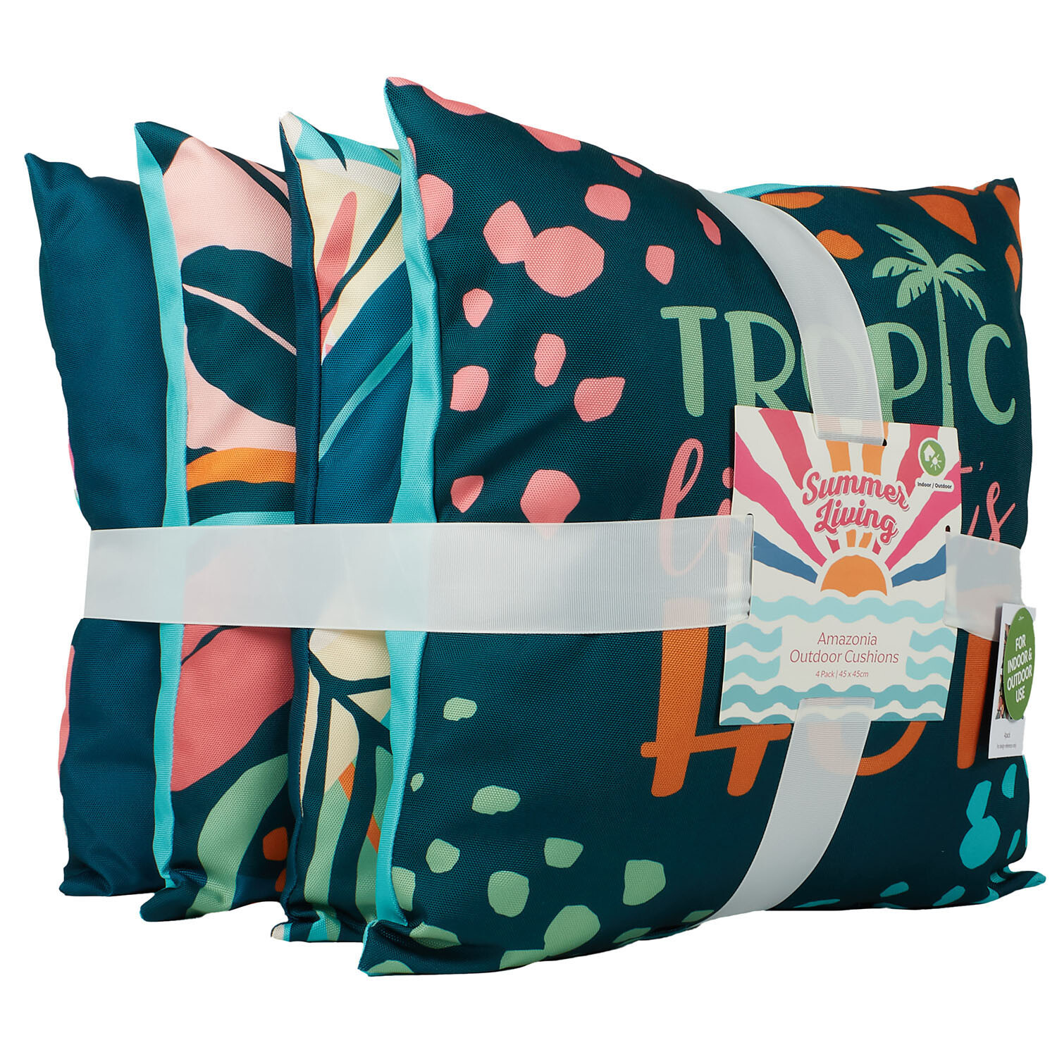 Pack of 4 Amazonia Outdoor Cushions - Multicolour Image 1