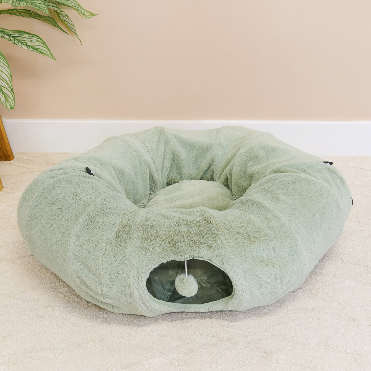 Cat Tunnel Bed Green Image 2