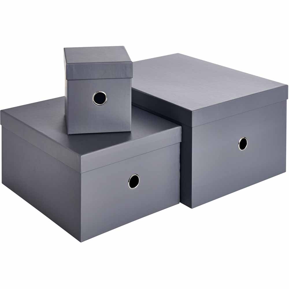 Wilko Grey Storage Boxes 3 Pack Image 3