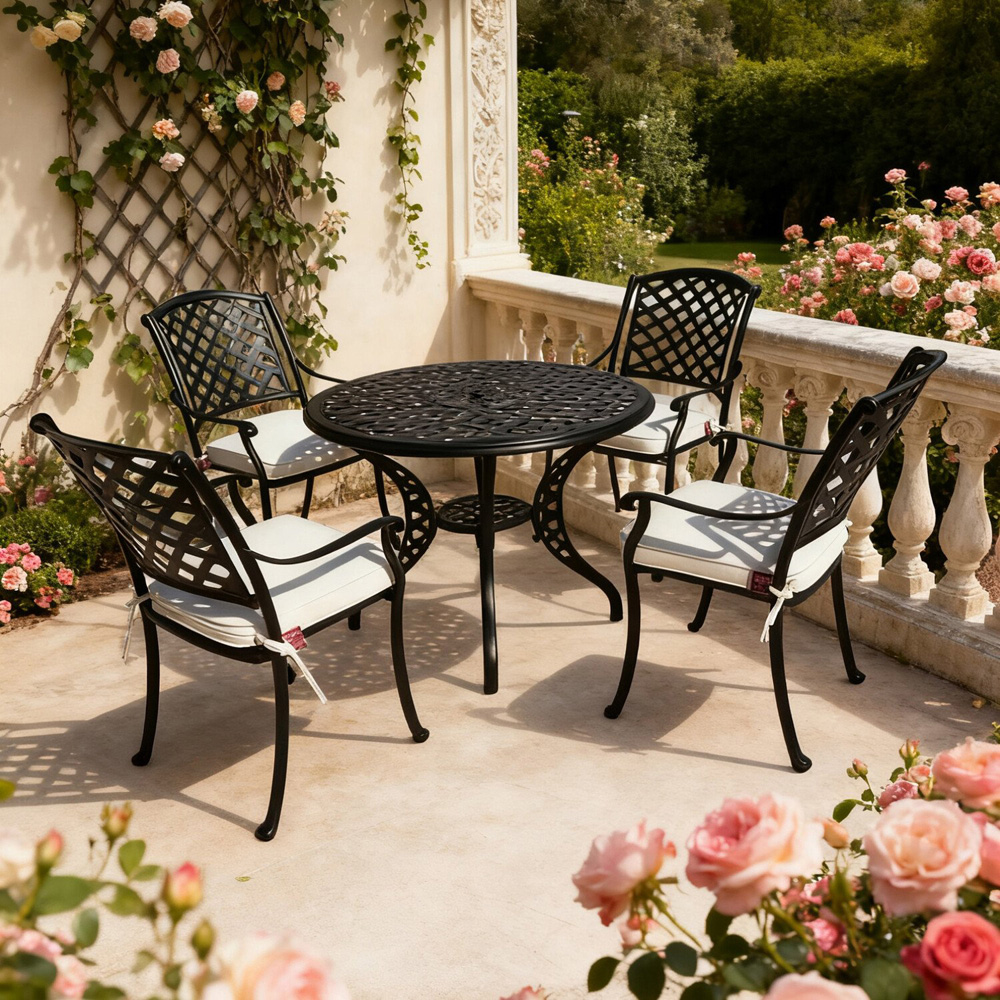 Vera 4 Seater Cast Aluminium Dining Set Image 5