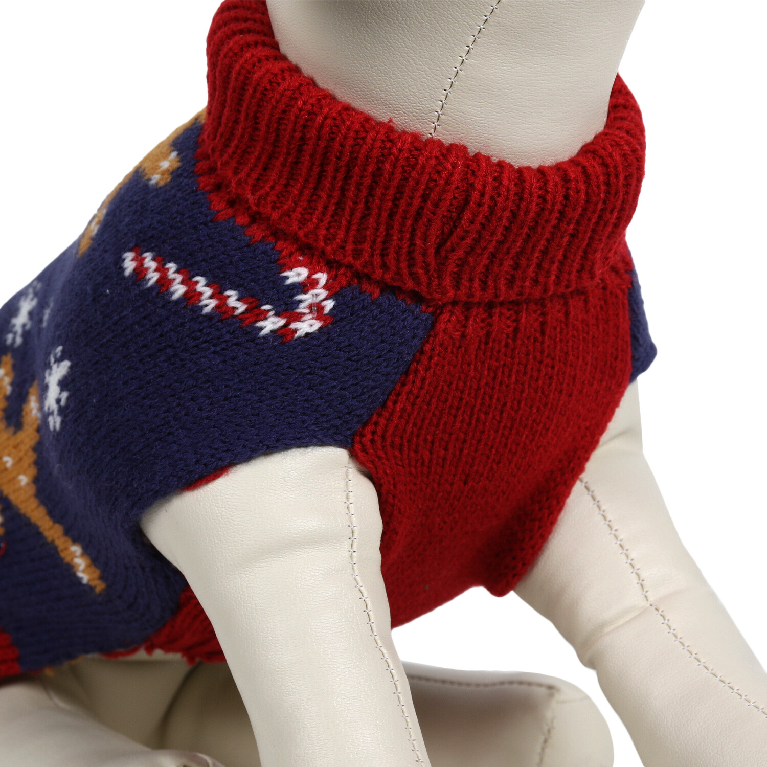 Gingerbread Knitted Pet Jumper - Navy / 20cm Image 3