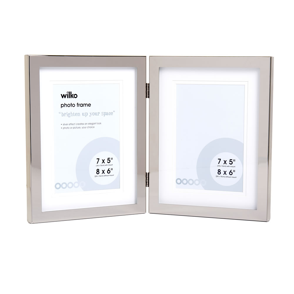 Wilko Silver Double Photo Frame 7 x 5 Inch Image 1