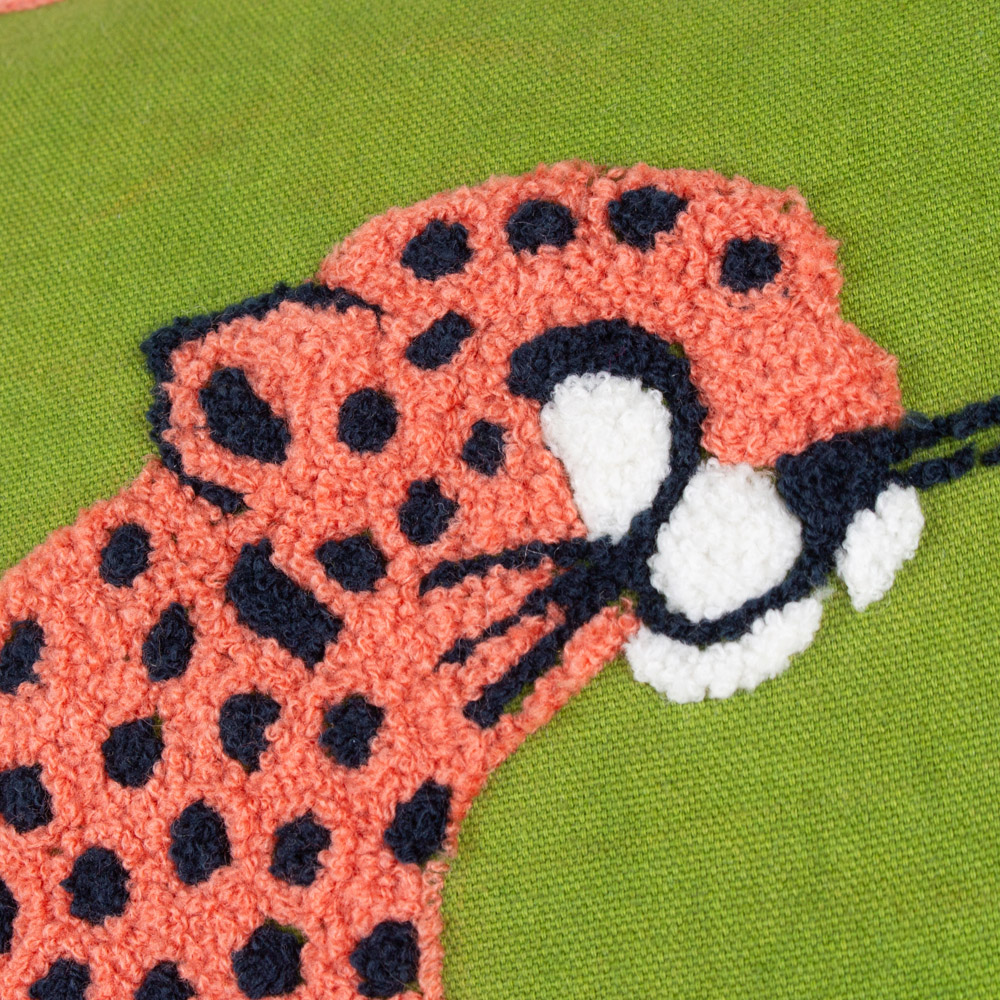 furn. Coral Cheetah Embroidered Cushion Image 5