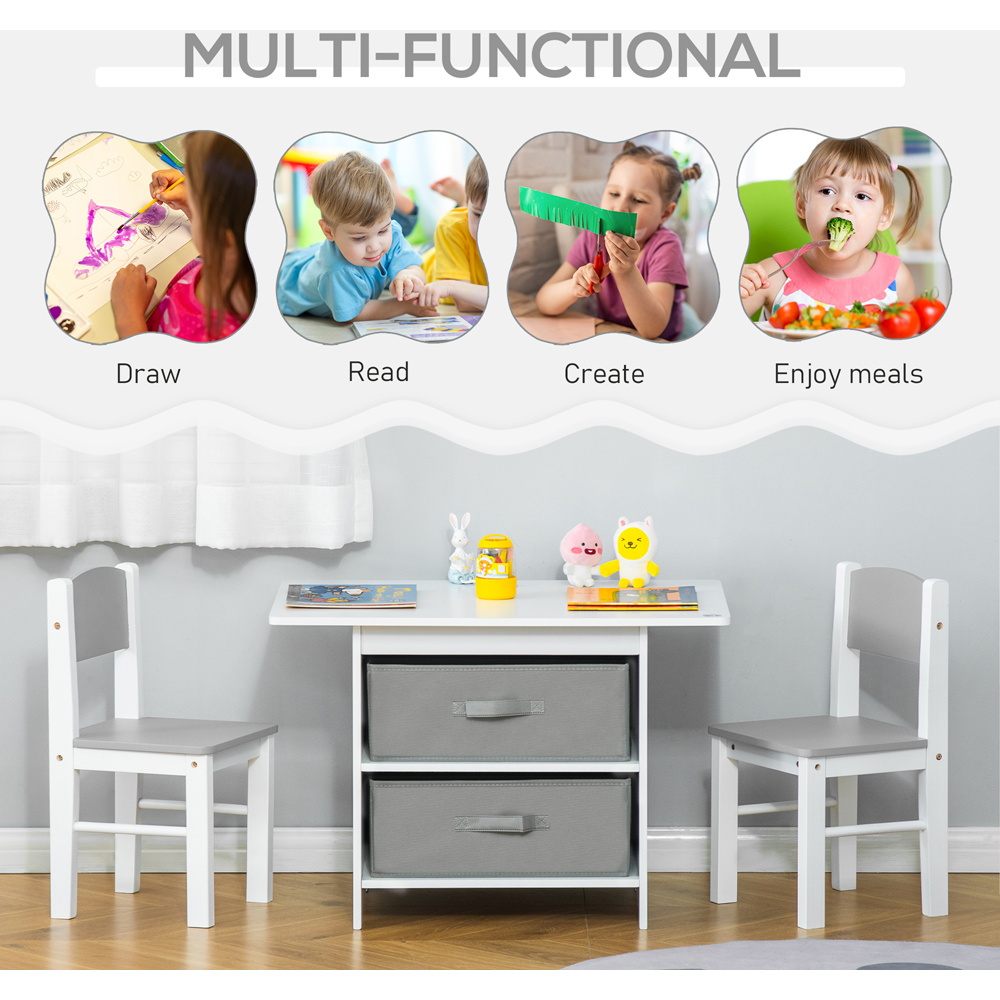 Playful Haven 3 Piece White Kids Table and Chair Set Image 3