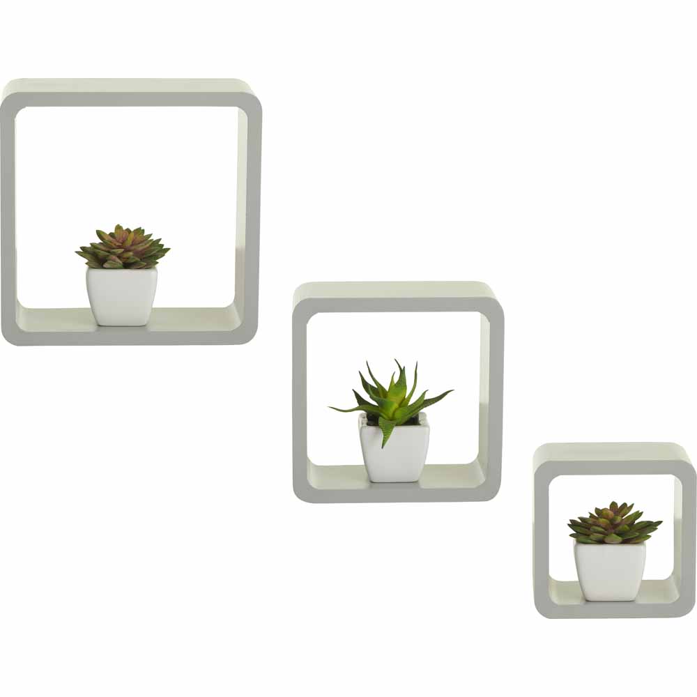 Wilko Set 3 MDF Cube Shelves Grey Image 4