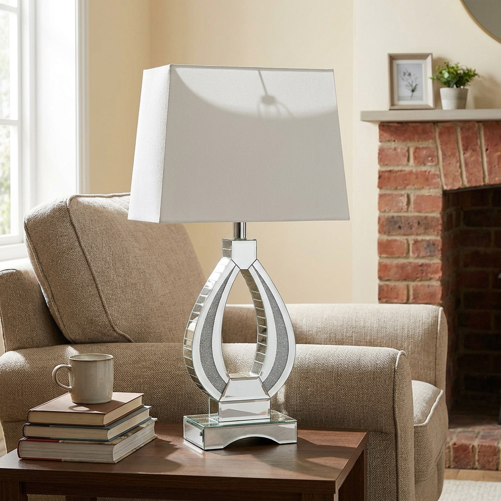 Eternity White Oval Crystal Encased Table Lamp Image 4