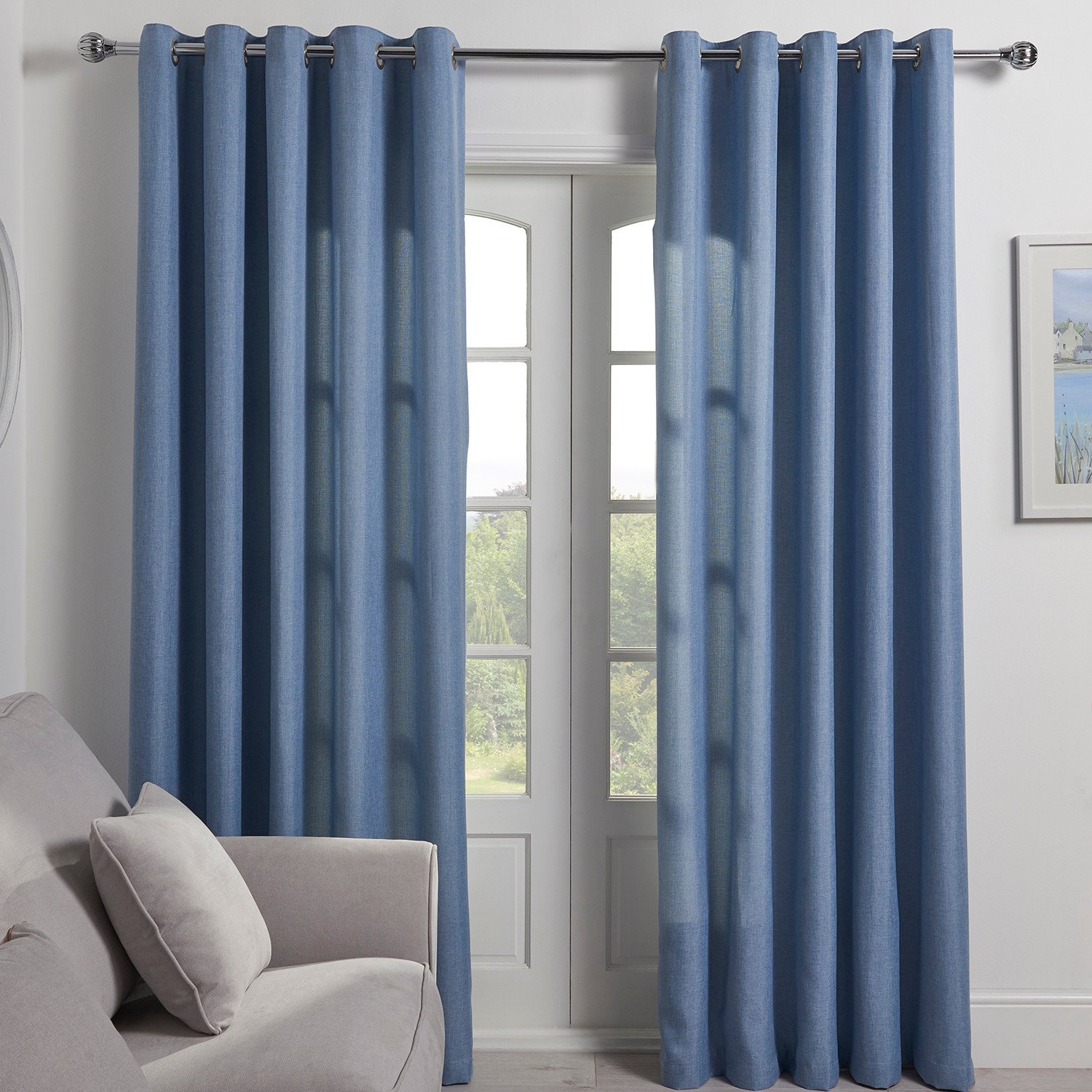 Divante Blue Chatsworth Eyelet Curtains 229cm Image 1