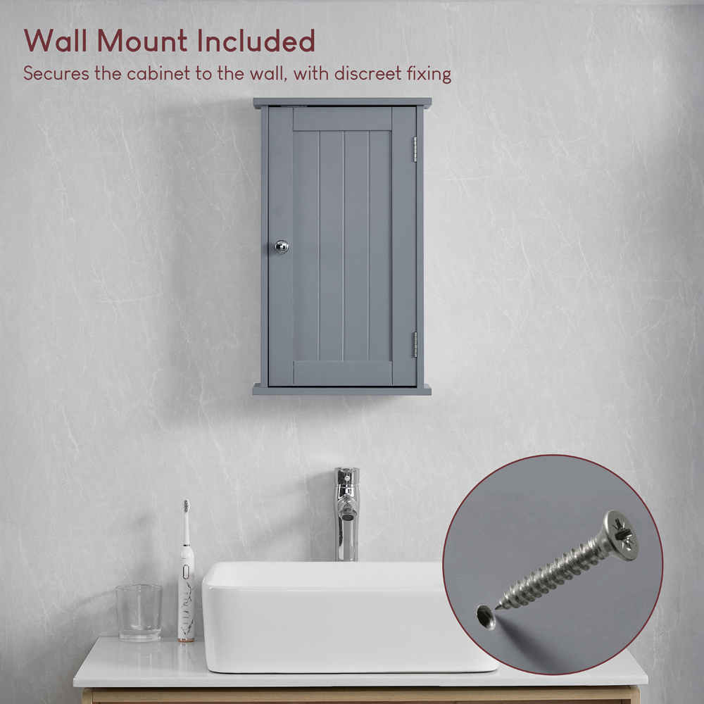 BATH VIDA Priano Single Door Grey Wall Mounted Bathroom Cabinet Image 7