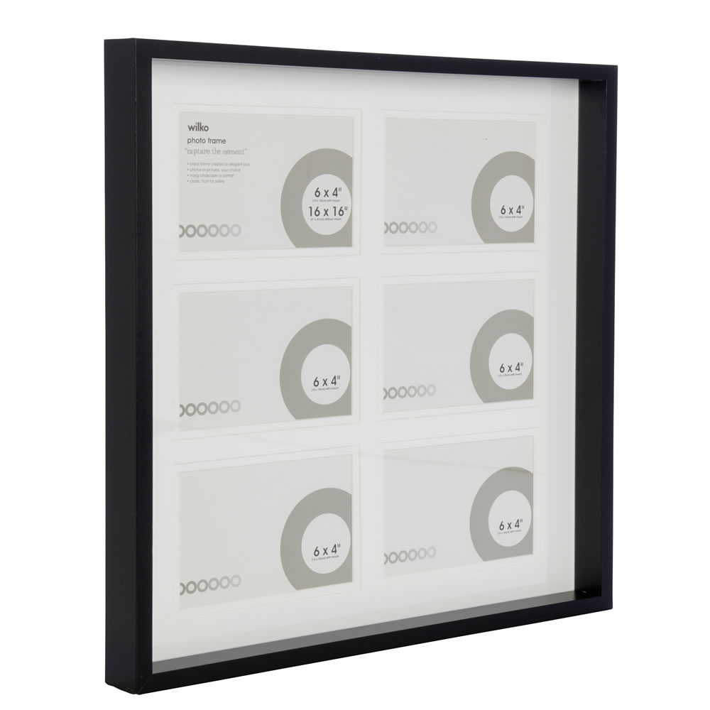 Wilko 6 Multi Aperture Black Photo Frame 16 x 16 Inch Wilko