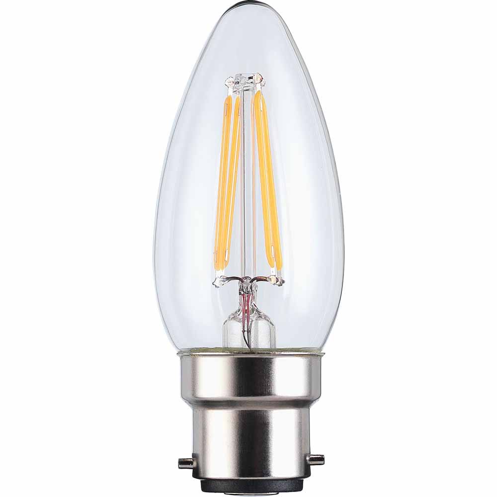Wilko 1 Pack B22/BC LED Filament 470 Lumens Candle Dimmable Light Bulb Wilko
