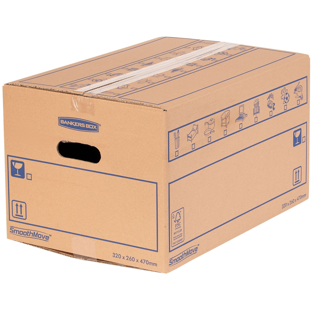 Fellowes SmoothMove 39L C Flute Standard Cardboard Box 15 Pack Image 1