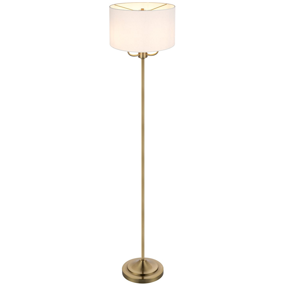 Cosylyte Winston 3 Light Classic Faux Linen Shade Brass Base Floor Lamp Image 3