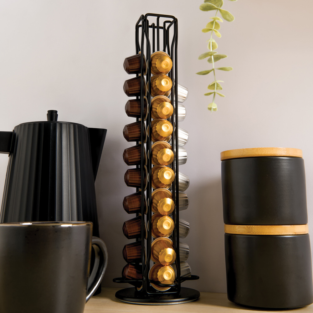 40 Piece Revolving Base Coffee Pod Holder Matt Black Image 2