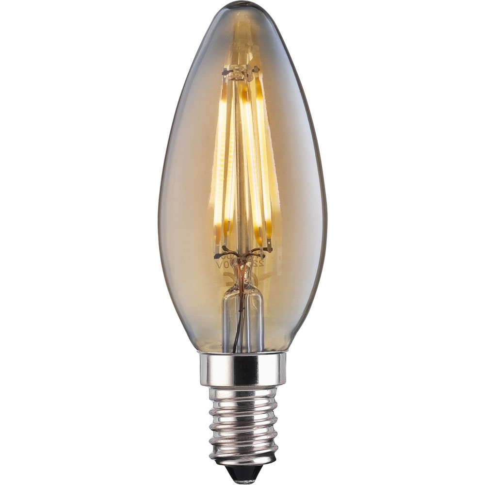 TCP 1 pack Small Screw E14/SES Vintage LED 4W 370 Lumens Candle Filament Bulb Image 3