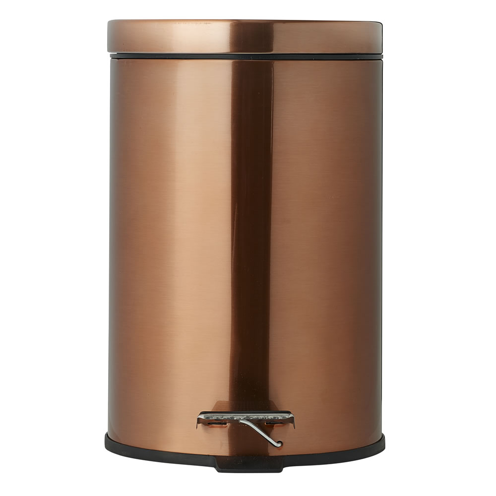 Wilko 12L Copper Effect Pedal Bin Image 1