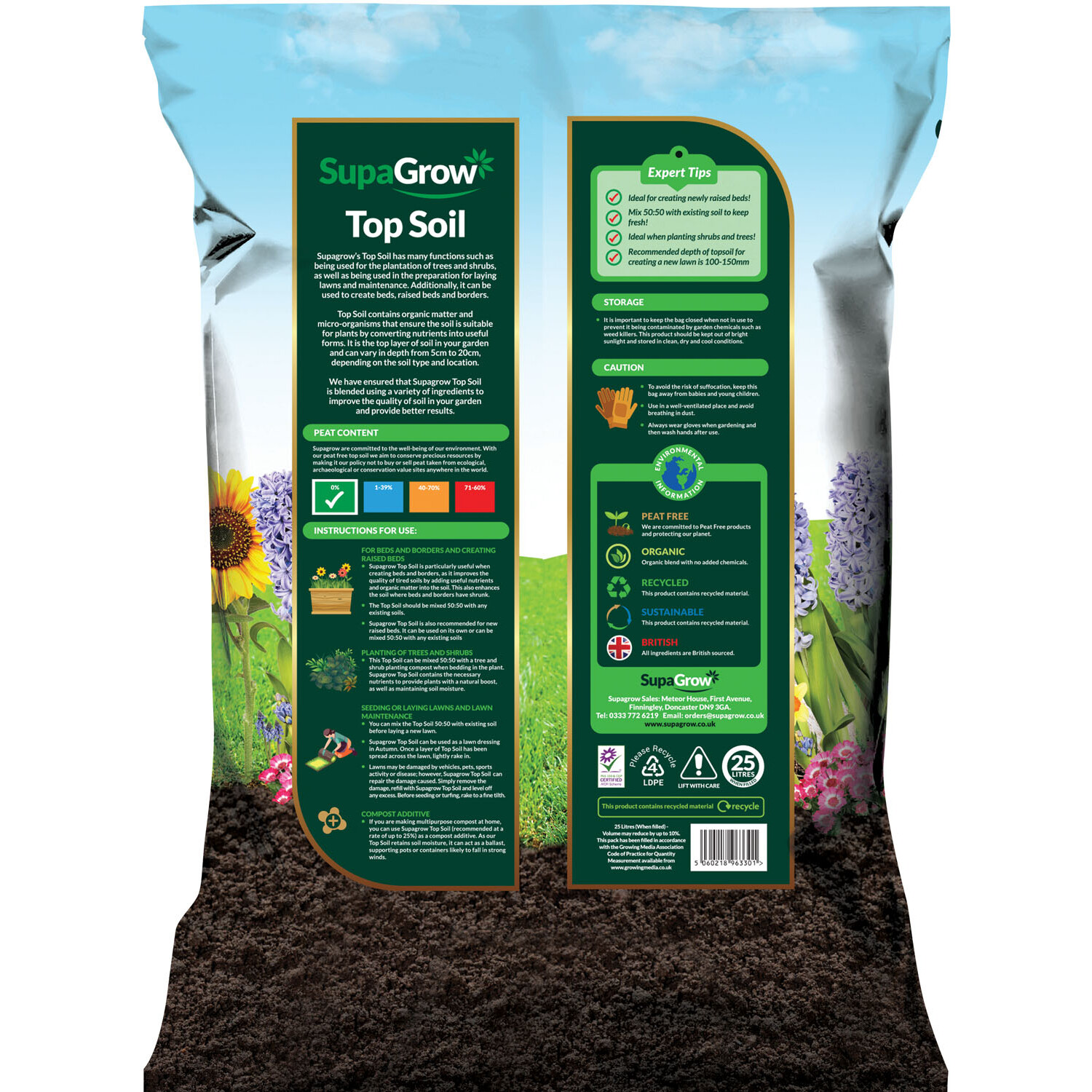 SupaGrow Premium Blended Peat Free Topsoil 15kg Image 2