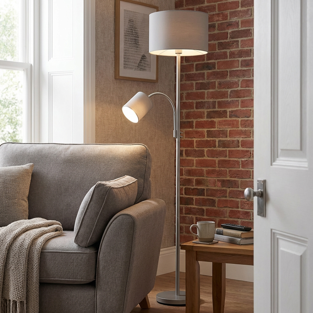Serena 2 Light Floor Lamp - Grey Image 7