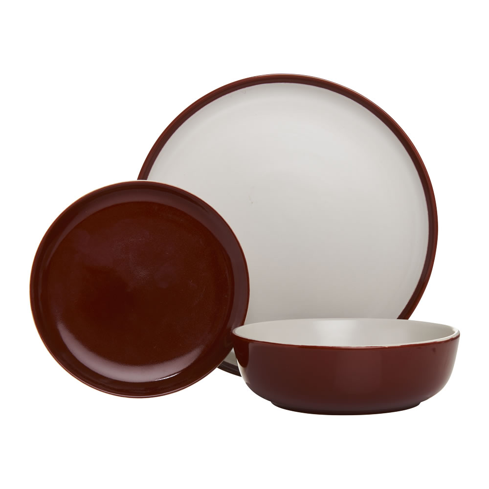 Wilko 12 piece Red Reactive Glazed Dinner Set Image 1