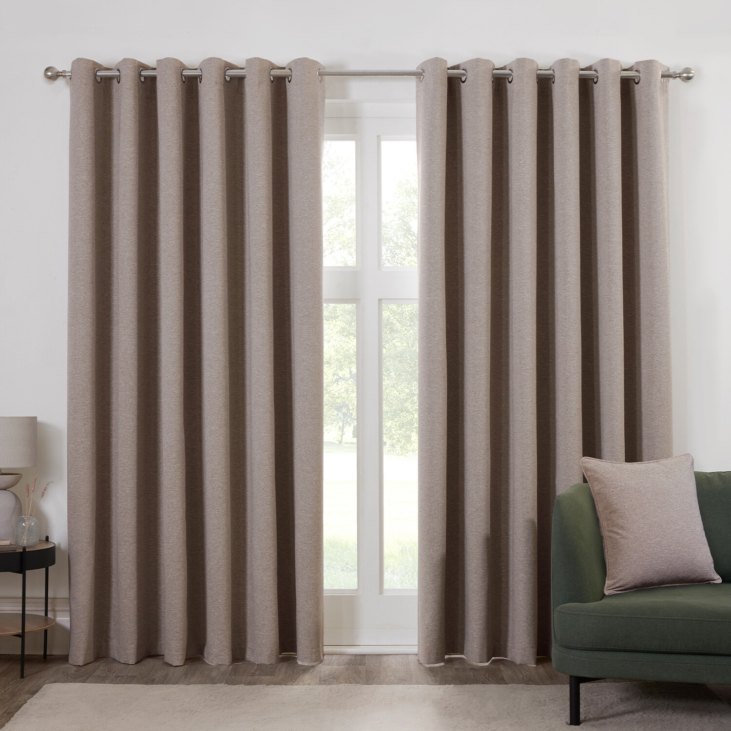 Dusk Eyelet Curtain Natural 168cm 183cm Image 1