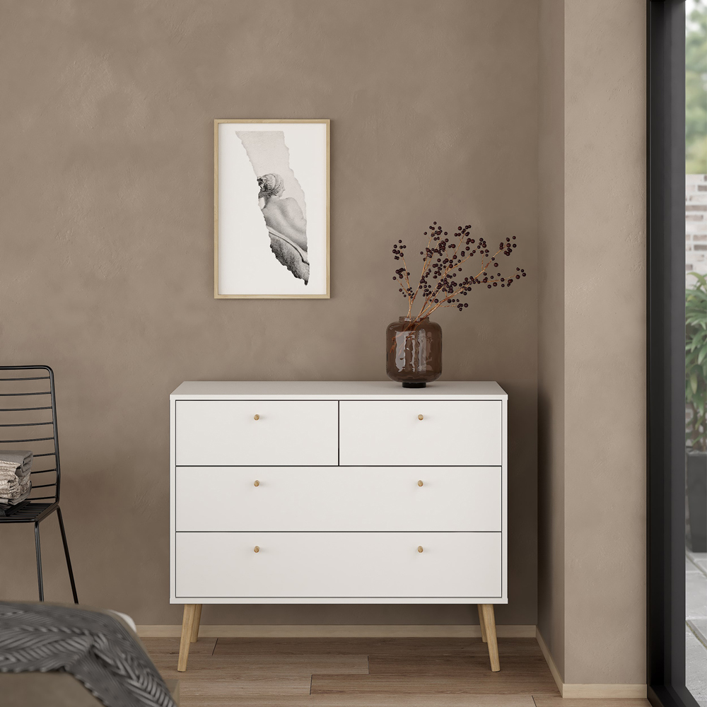 Florence Cumbria 4 Drawer White Chest of Drawers Image 8