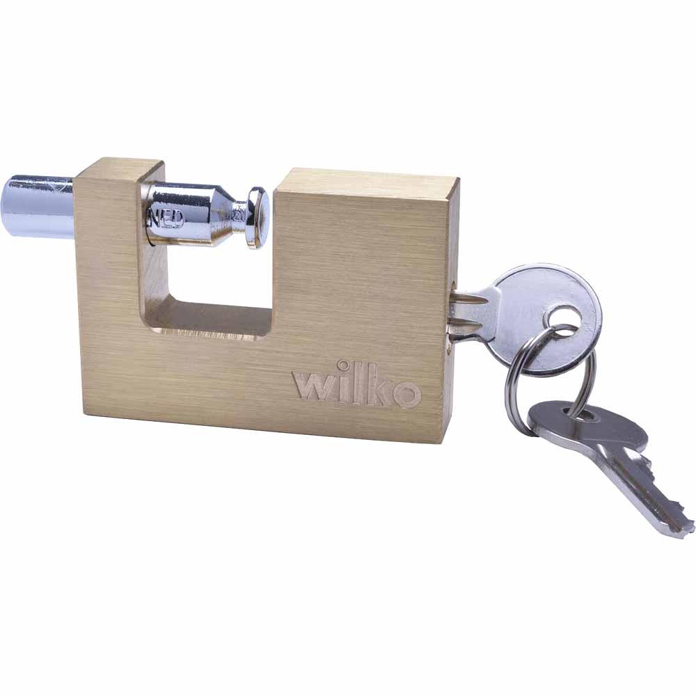 Wilko 70mm Brass Block Padlock with 2 Keys Image 1